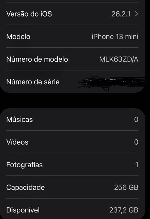 iPhone 13 Mini Branco 256GB Excelente Estado