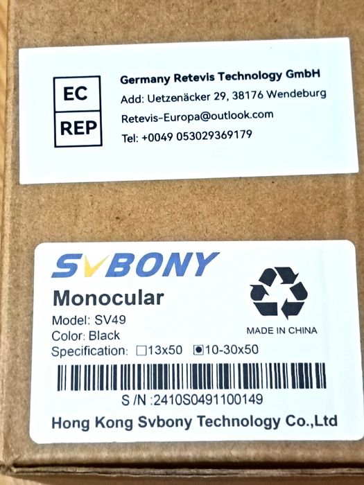 Монокуляр телескоп Svbony SV49 10-30x50 підзорна труба BAK7 чохол