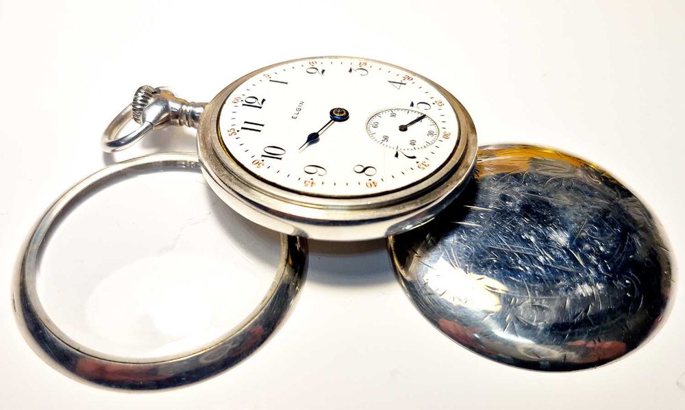 Kieszonkowy ELGIN U.S.A. - Lite srebro Sterling 925 UNIKAT