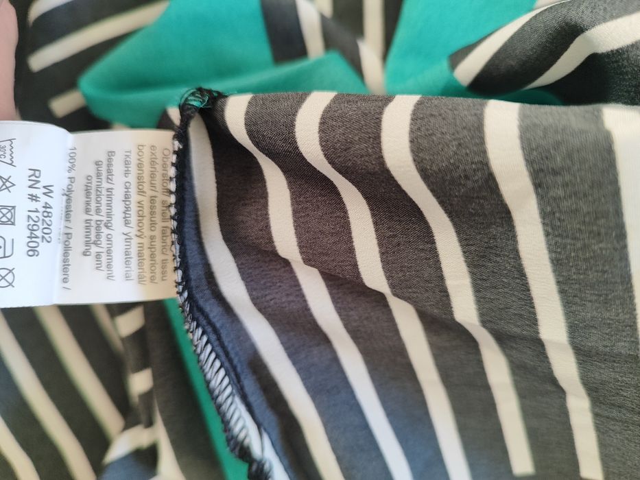 Koszula bluzka czarno turkusowo biała wzory paski plus size 48