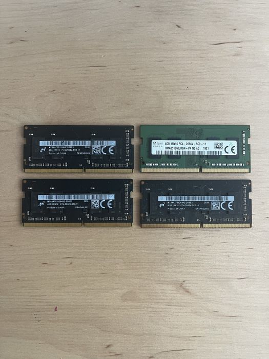 Оперативна пам'ять DDR4 Micron 4GB 1Rx16 PC4-2666V-SC0-11  для ноутбука