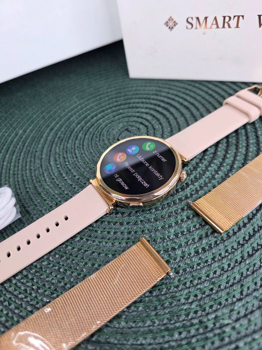 Złoty Smartwatch Damski LIGE 8gen Połączenia Bluetooth 2 paski NOWY