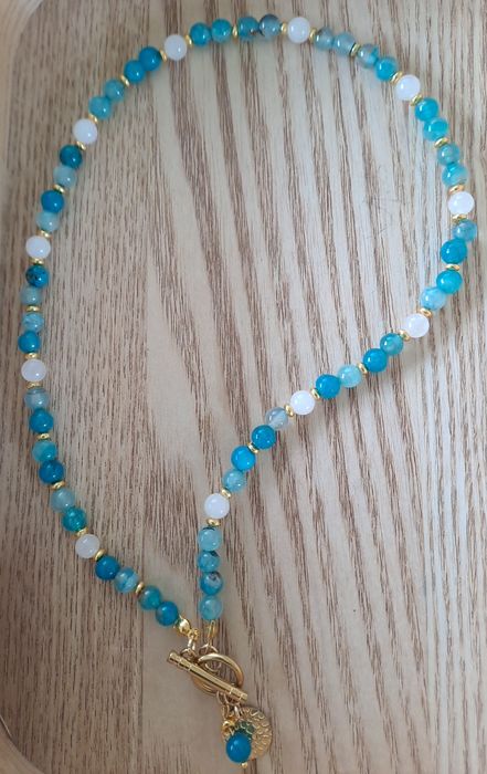 Nowy naszyjnik  z niebieskozielonego agatu