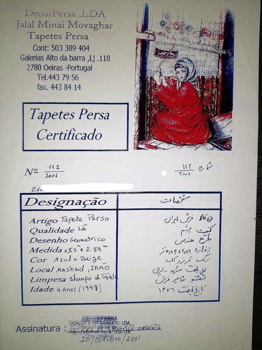 Tapete Persa Lã, Mashed - Irão, C/ Certificado
