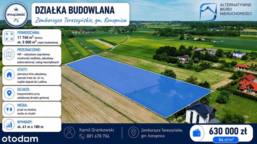 Działka w świetnej lokalizacji - Zemborzyce