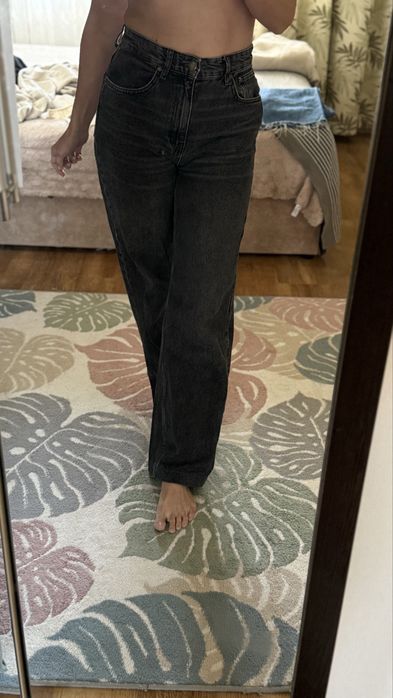 Джинси zara wide leg сірі