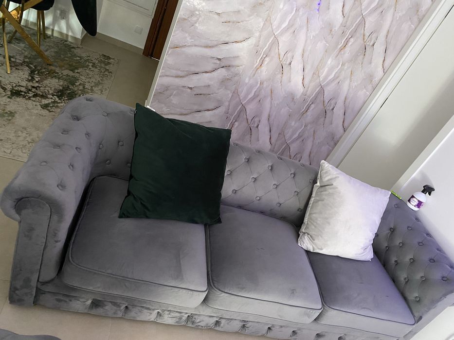 Sofa veludo cinza