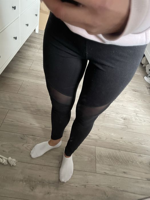 Getry leginsy na siłownie na fitness z siateczka S czarne