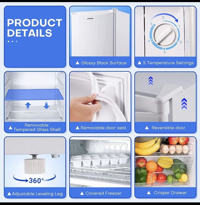 Lodówka 90L biała mini podblatowa Nowa!