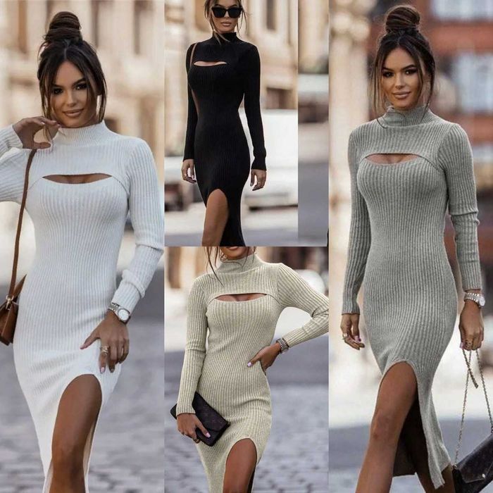 В наличии! Стильное женское теплое платье 4 цвета + Подарок*