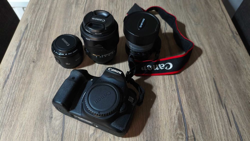Canon EOS 60D + 3 obiektywy 50mm / 18-200 Sigma / Samyang 8mm
