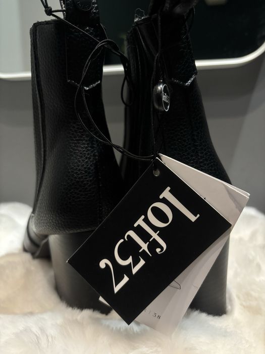 Czarne buty botki na obcasie słupku nowe z metką 38