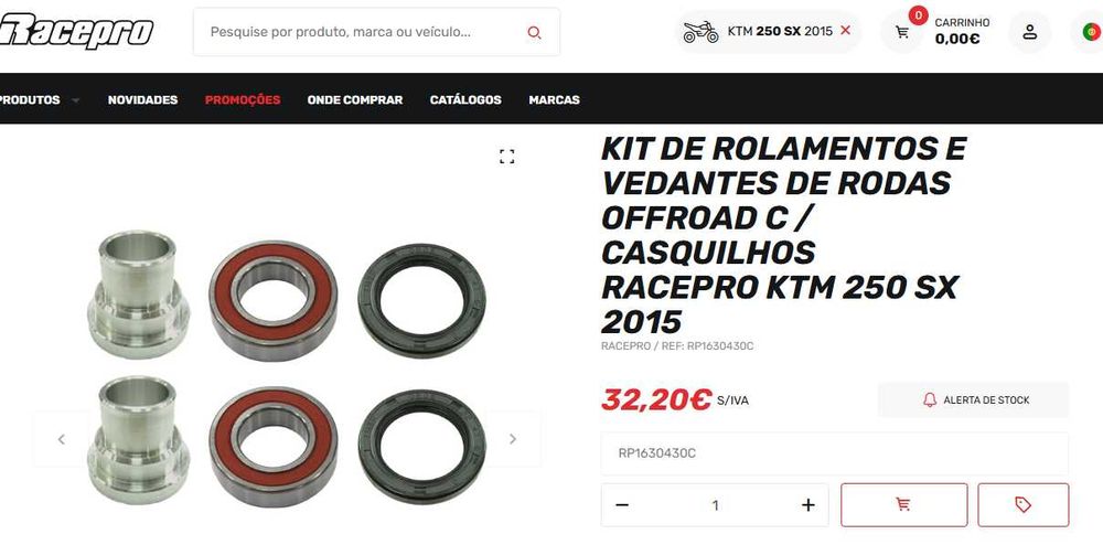 Kit de rolamentos e vedantes Racepro KTM 250 SX
