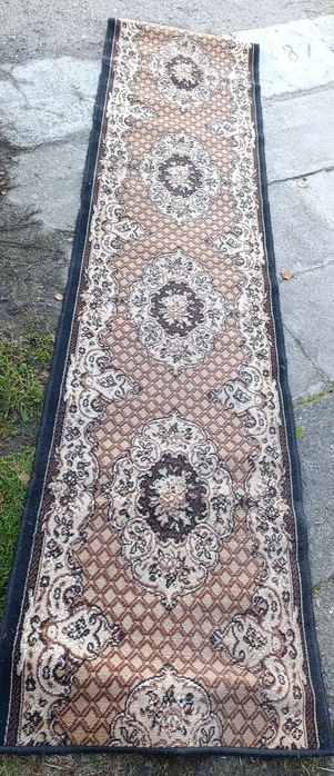 Dywan chodnik PRL przedpokój vintage brązowy dlugi