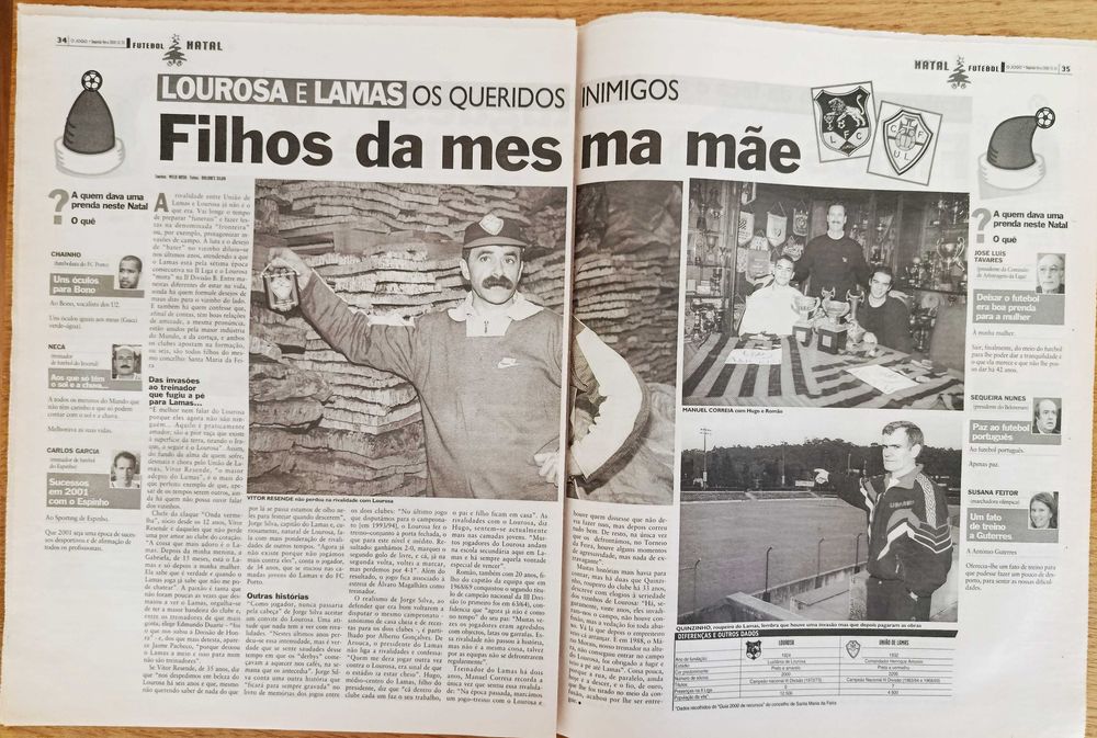 Lourosa e Lamas os queridos inimigos - jornal O Jogo de dezembro de 2000