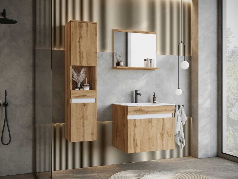 Zestaw mebli łazienkowych słupek szafka z umywalką 60x45 oraz LUSTRO