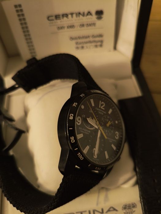 Zegarek Certina DS Podium GMT Chronograph Black PVD | Full Set | Stan Bardzo Dobry Żółte wskazówki!