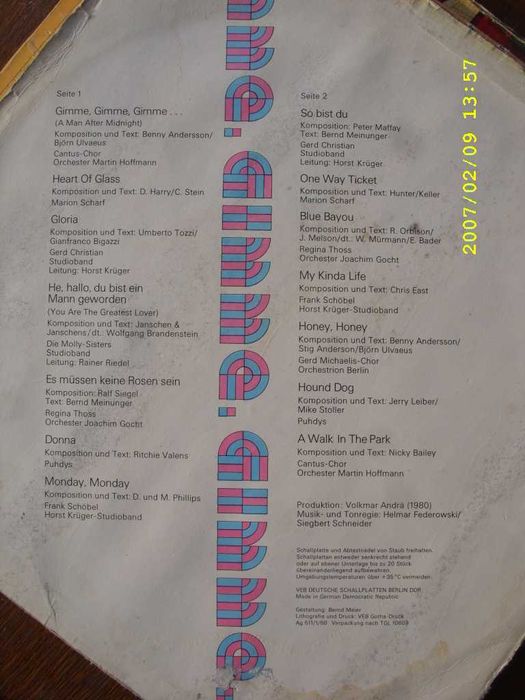 --- Plyta gramofonowa; Gimme , Gimme--1981 rok.