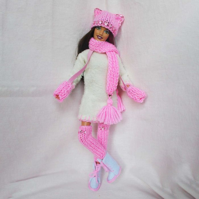 Зимний хендмейд образ одежда для куклы Барби Кошечка