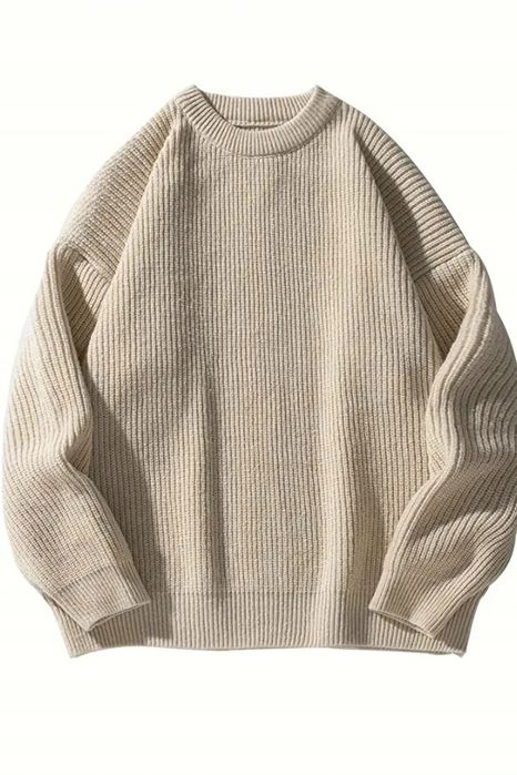 Sweter męski beżowy gładki z półgolfem ciepły s 5ia