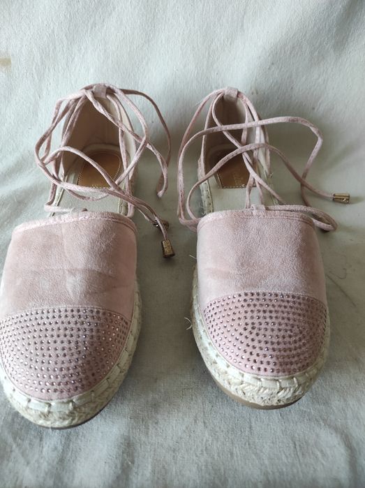 Espadryle damskie wiązane DeeZee  róż pudrowy 24,5 cm