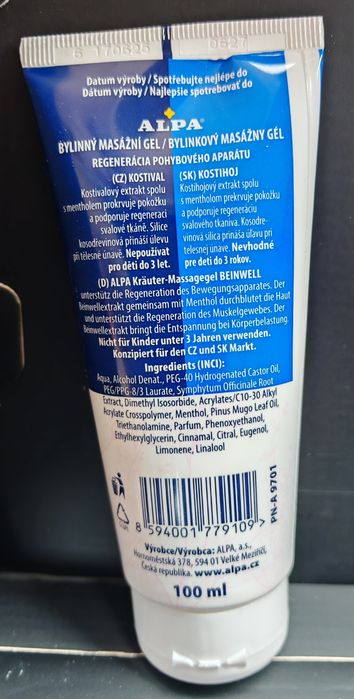 Alpa oryginalny czeski żel do masażu ciała z Żywokostem 100ml