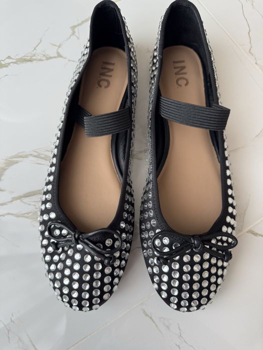 Новые черные балетки в стразы в стиле Miu Miu