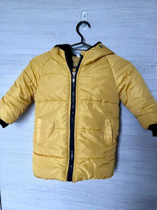 Kurtka jesienna/ zimowa dziewczęca r. 98/ 104, żółty płaszczyk/ parka