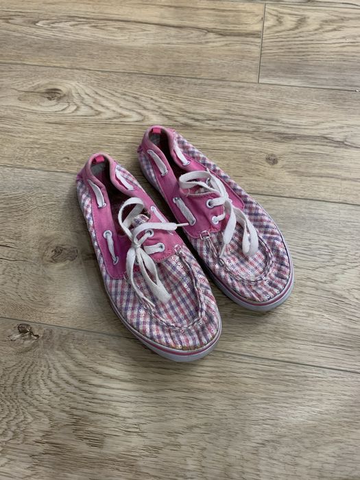 Różowe cekinowe w kratkę trampki sneakersy rozmiar 35 Faded Glory
