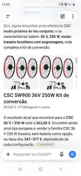 Kit roda elétrica 249€. Oportunidades