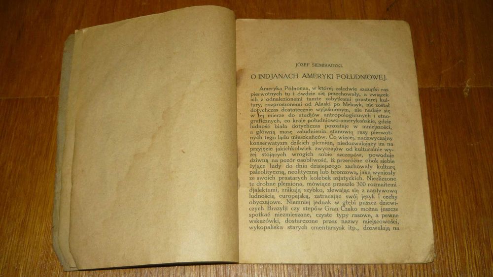O Indjanach Południowej Ameryki, 1924 r. Józef Siemiradzki przedwojenna stara książka geograficzna antropologiczna