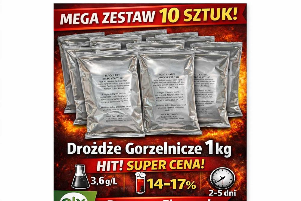 Black Label Turbo 1kg drożdże gorzelnicze – ZESTAW 10 szt. HIT