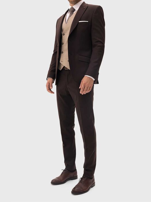 Garnitur Evenemen Kast Brown Brązowy Slim Fit