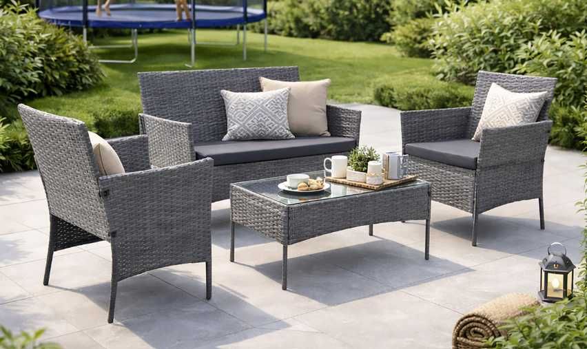 Nowy Meble Ogrodowe Rattanowe 4 Osobowe Zestaw Mebli Stolik Sofa Krzesła - fv