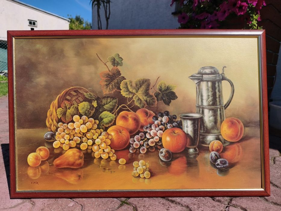 Obraz kuchenny owoce 84x54 cm drewniana rama Pruszków