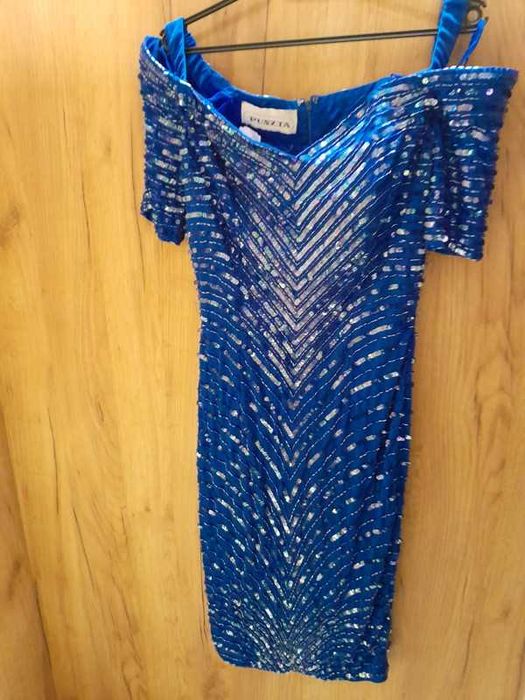 Cekiny z sukienka na ramiona, bez pleców, obcisła, suknie na bal M/L