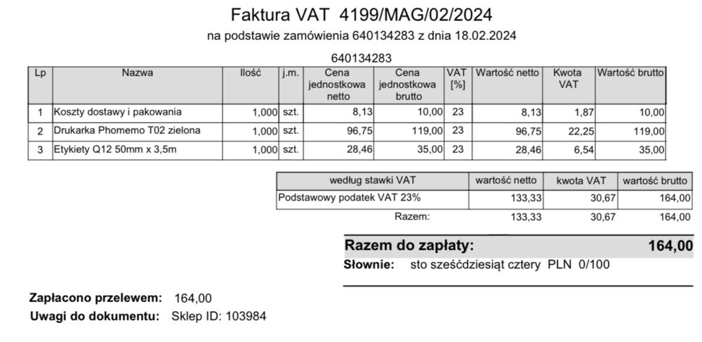Mini drukarka bezprzewodowa Phomemo T02