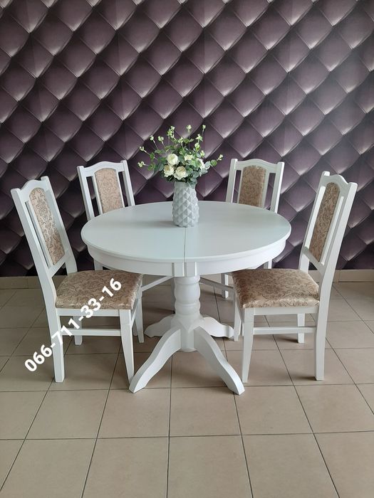 Стіл ЕКО. Стильный столик. Круглый стол. Белый столик. Кухонный стол.