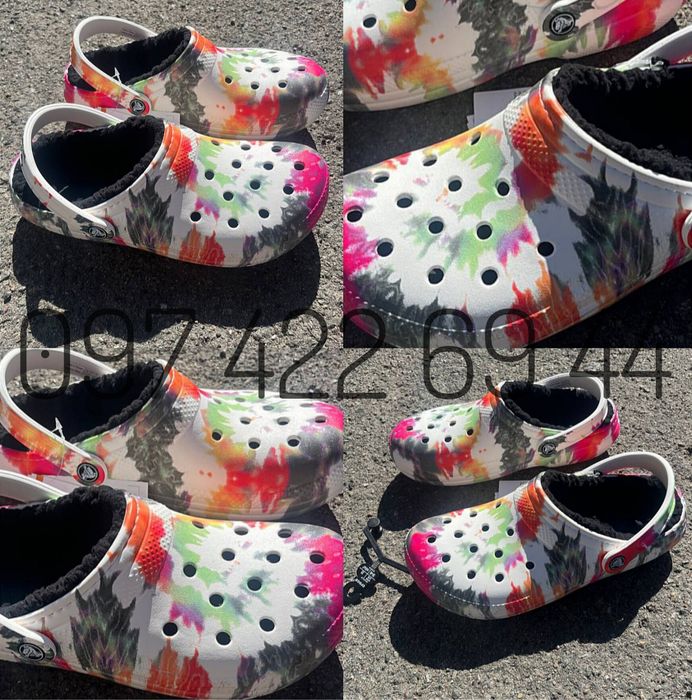 Сабо Крокс Утеплені Crocs Baya Lined Tiedye теплі Crocs