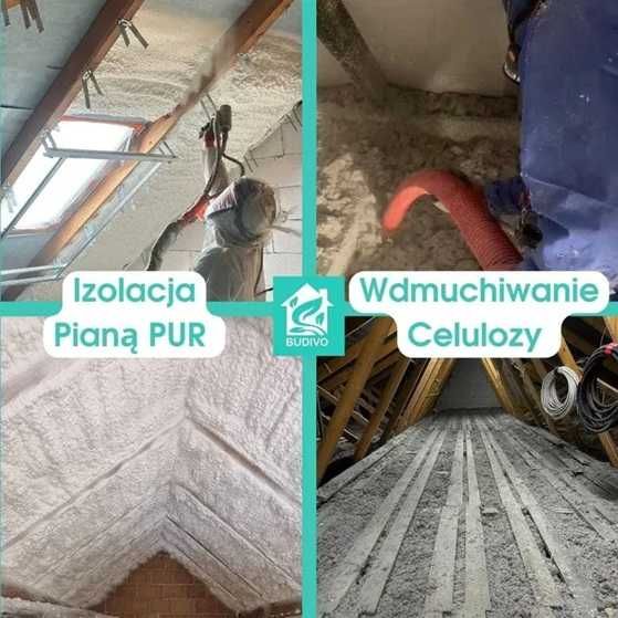 Ocieplanie poddasza wełną celulozą,Izolacje wdmuchiwane celuloza strop