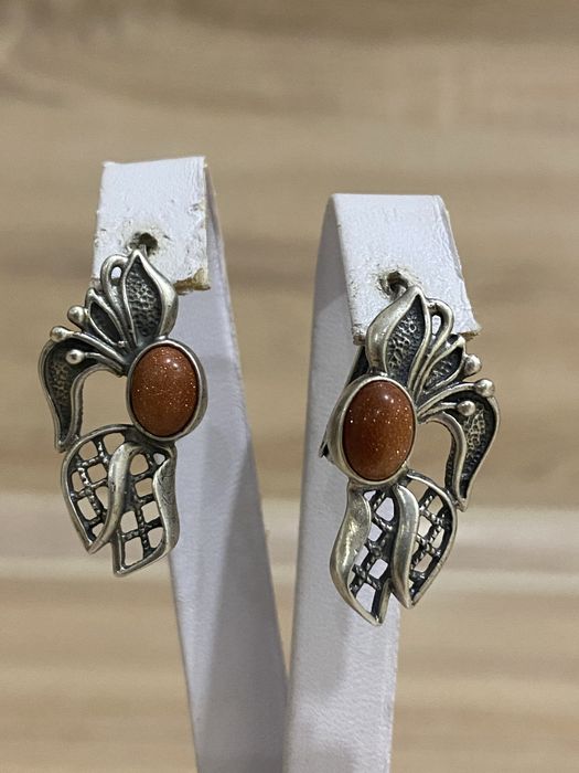 Серебряные серьги 925 Авантюрин
