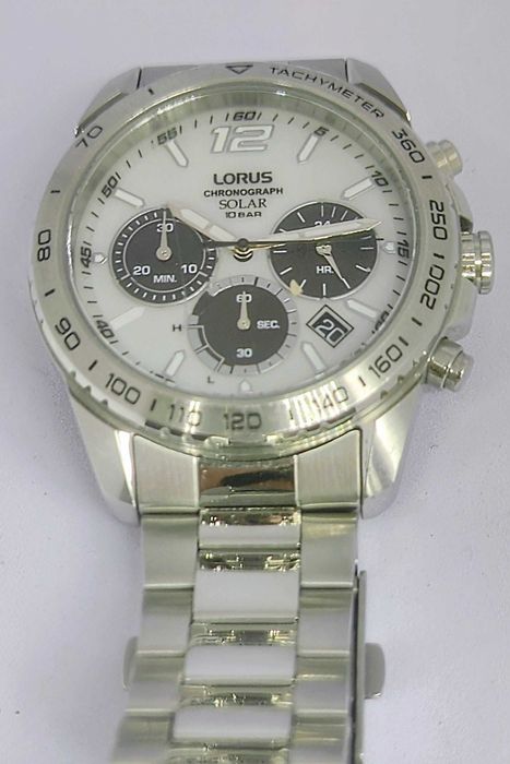 Lorus RZ513AX Solar Chronograph 44 mm | Seiko VR42A | 10 BAR | Stalowa Bransoleta