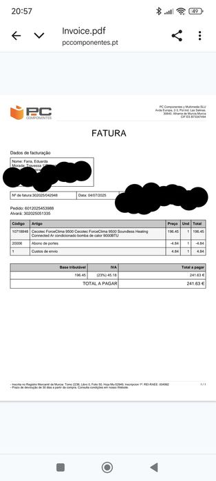 Ar condicionado portátil 9000 Btus