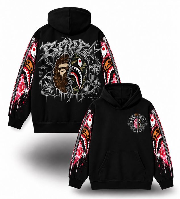 Худи BAPE Shark Hoodie Custom logo унисекс бейп толстовка кофта лонгслив