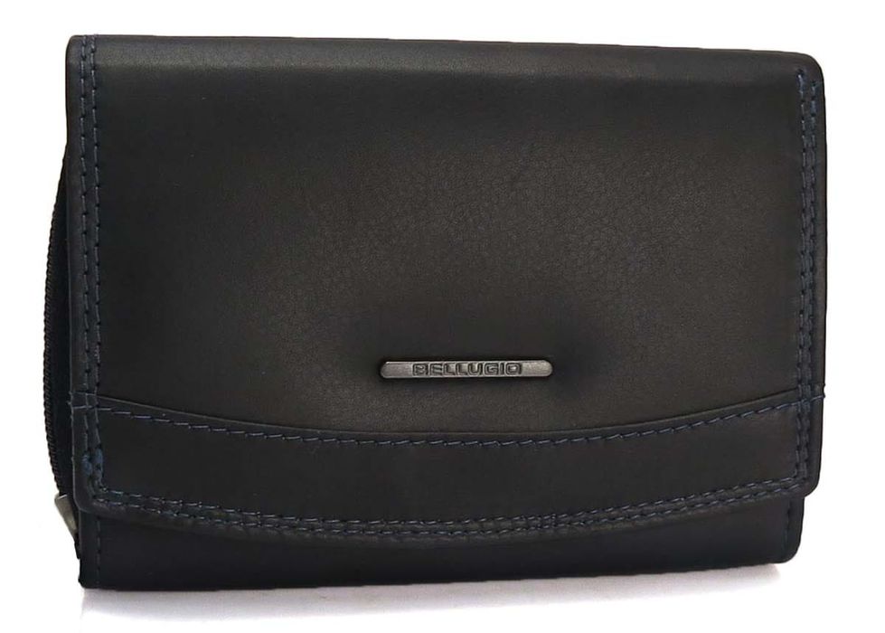 portfel damski dbl color - czarno-granatowy