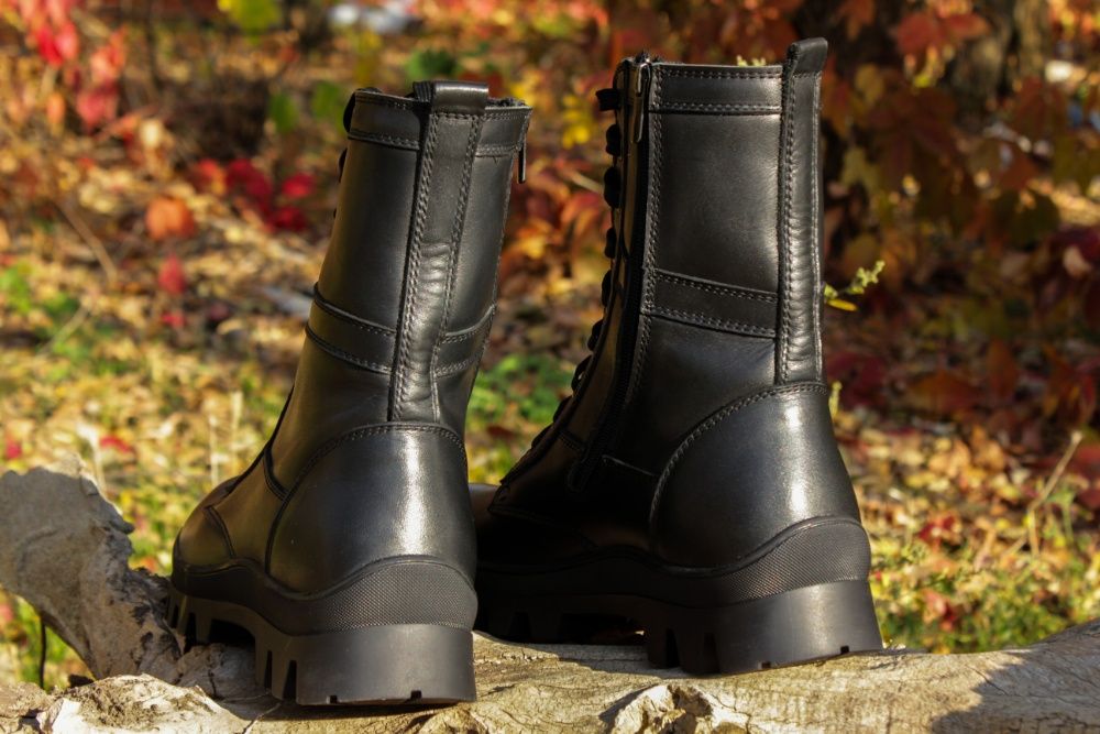 Ботинки, берцы зимние на змейке из натуральной кожи и шерсти (B1 M)