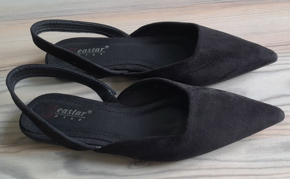 Baleriny bez pięty z odkrytą piętą 37 - czarne Nowe