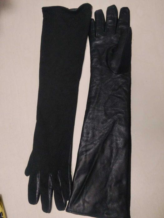 9 розмір Перчатки длинные кожаные Рукавиці довгі кожані