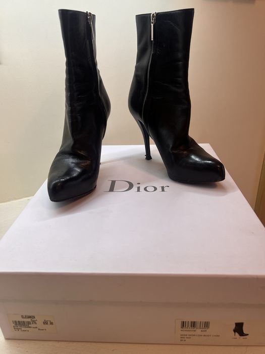 Christian Dior oryg kozaczki skórzane botki czarne na szpilce r.37,5 cm
