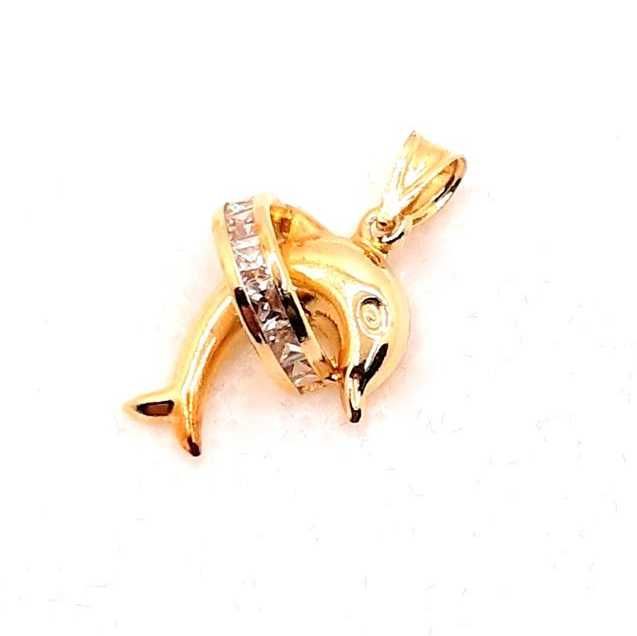 Złota zawieszka Delfin z cyrkoniami PR.585 W:0,73gr InterSKLEP